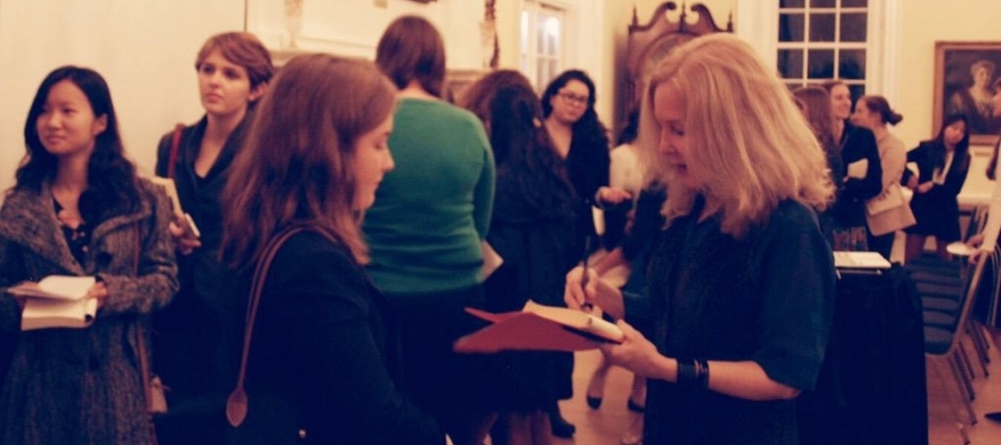 Katherine Boom signing books