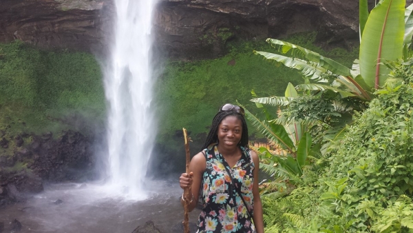 Amie Idriss at Sipi Falls in Mbale, Uganda