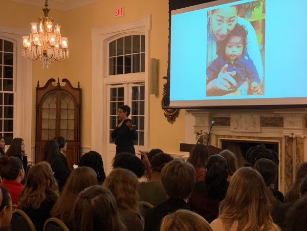 Speaker in front of audience 