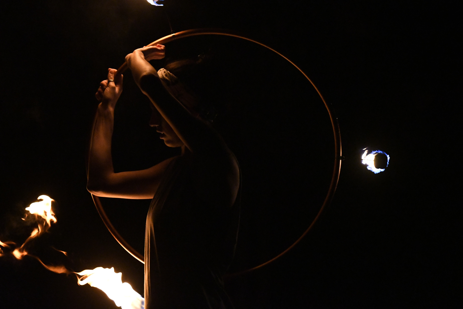 Shot during quarantine - My sister Francesca spins a hula hoop on fire 