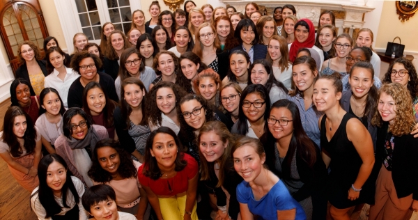 large group of people smiling