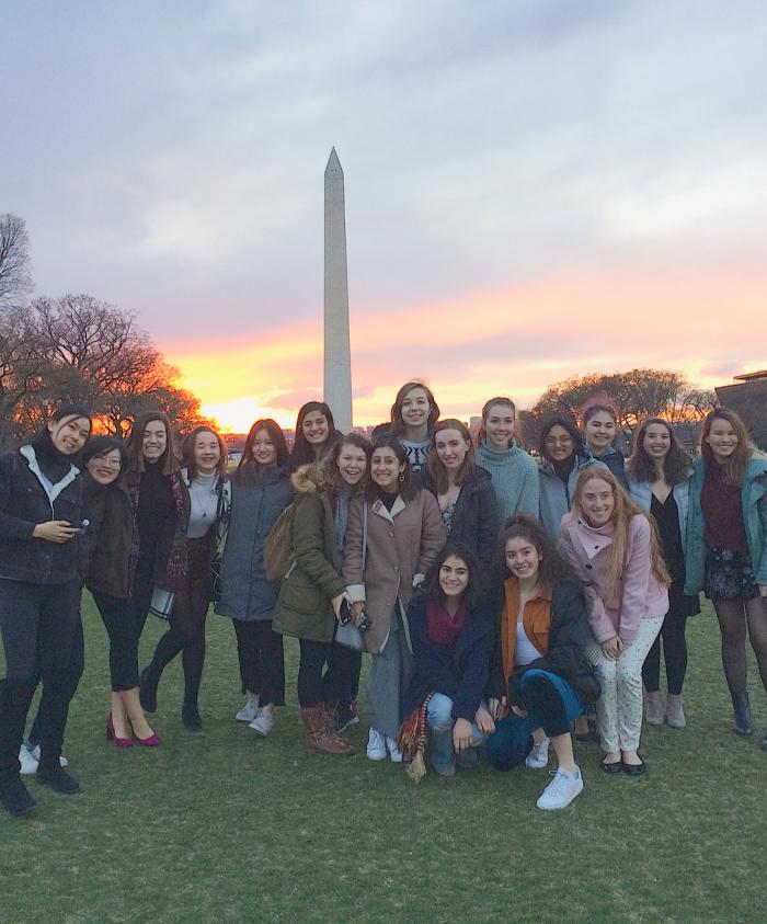 Group of WLP participants in front of the Washington Monument