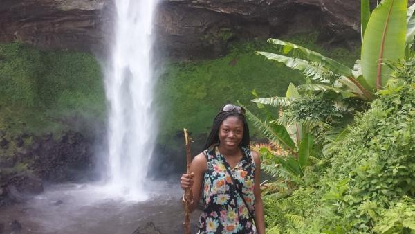 Amie Idriss at Sipi Falls in Mbale, Uganda